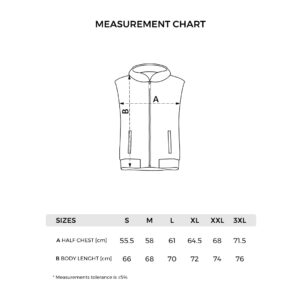LIBERTY HOOD VEST MEN - tehnički crtež